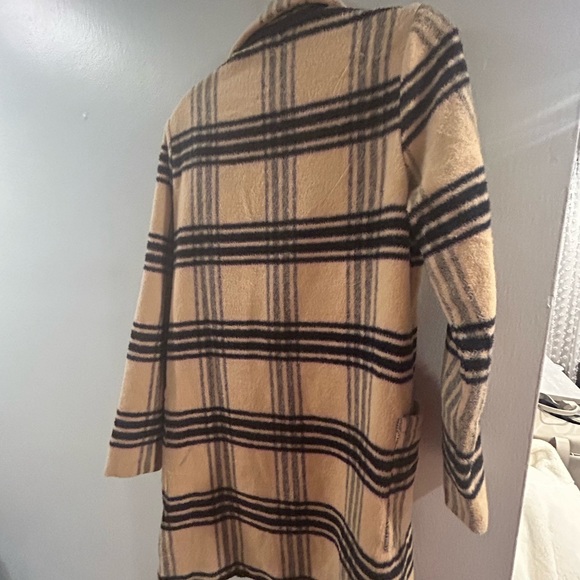 Lulus Camel and Black plaid pea coat - Picture 4 of 4